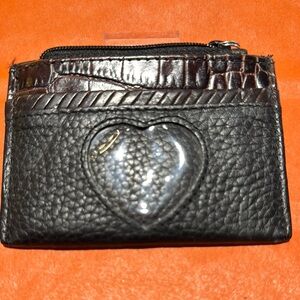 Black and Brown Textured Wallet with Heart Detail